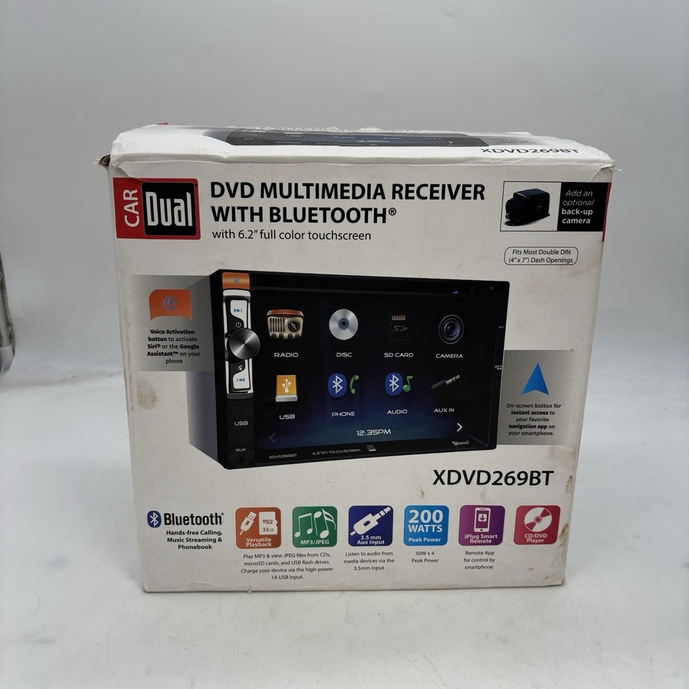 Dual Electronics XDVD269BT 6.2 inch, Car Stereo Head Unit, Double DIN with CD/DV